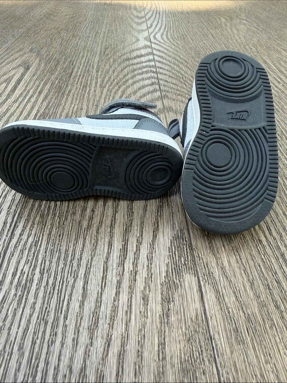 Nike infant Gray and Black High-Top Sneakers with Hook-and-Loop Strap